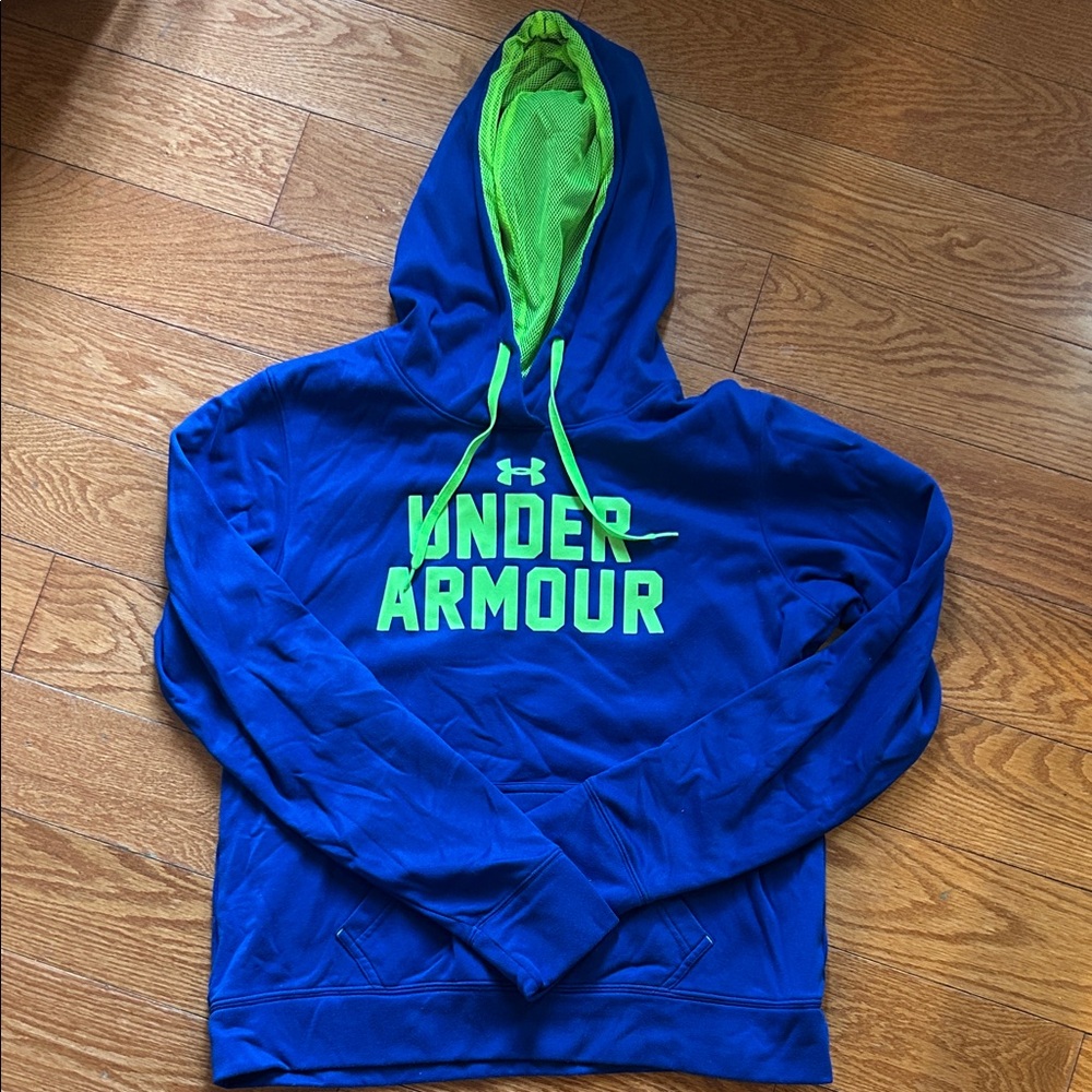 Under Armour Men's Royal Blue and Neon Green Sweater